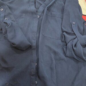 Navy blue button down dress shirt